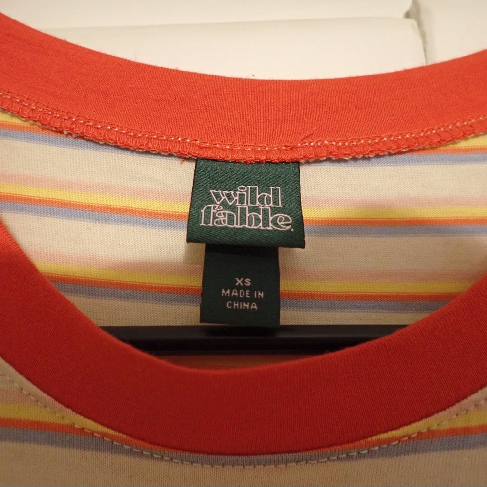 wild fable Striped Tank with Red Collar and Side Cutouts